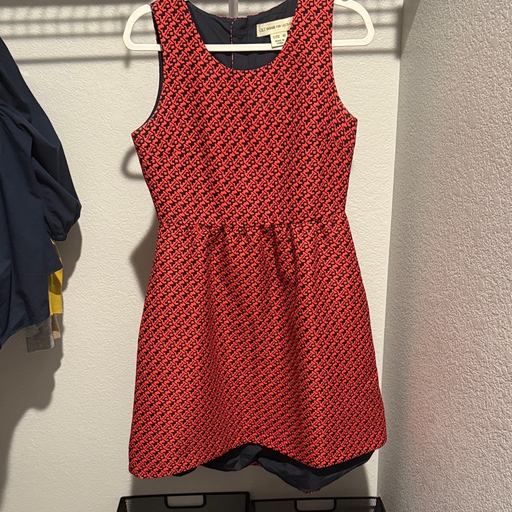 Elegant Asymmetrical Red and Navy Dress